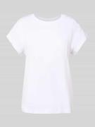 Jake*s Casual T-Shirt mit geripptem Rundhalsausschnitt in Weiss, Größe...