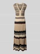 Zero Maxikleid aus Viskose-Mix mit V-Ausschnitt in Beige, Größe 40