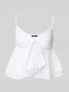 Gina Tricot Blusentop mit Spaghettiträgern und Knotendetail in Weiss, ...