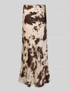 Neo Noir Maxirock im Allover-Look mit elastischem Bund in Dunkelbraun,...