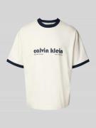 Calvin Klein Jeans T-Shirt mit Label-Print in Offwhite, Größe XXL
