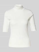 Marc Cain T-Shirt mit Stehkragen in Offwhite, Größe 34