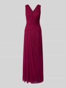 Vera Mont Abendkleid mit V-Ausschnitt in Bordeaux, Größe 44