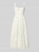 Bardot Cocktailkleid mit Lochstickerei in Hellblau, Größe 34