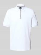 bugatti Regular Fit Poloshirt mit Reißverschluss in Weiss, Größe S