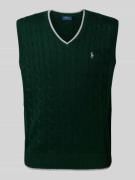 Polo Ralph Lauren Pullunder mit Zopfmuster und V-Ausschnitt in Dunkelg...