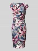 Swing Knielanges Cocktailkleid mit Raffungen in Bleu, Größe 34