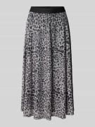 comma Midirock im Allover-Look mit elastischem Bund in Black, Größe 44