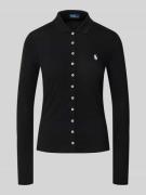 Polo Ralph Lauren Slim Fit Poloshirt mit Label-Stitching in Black, Grö...