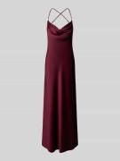 V.M. Abendkleid mit Wasserfall-Ausschnitt in Bordeaux, Größe 32