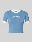 Dickies Cropped T-Shirt mit Label-Print in Hellblau, Größe L