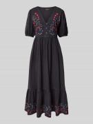 Scotch & Soda Midikleid aus Baumwoll-Leinen-Mix mit V-Ausschnitt in Du...