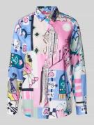 Milano Italy Regular Fit Bluse im Allover-Look in Pink, Größe 36