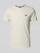 Superdry T-Shirt mit Label-Stitching in Beige Melange, Größe L