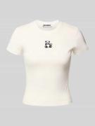 Review T-Shirt mit Motiv-Stitching und Rundhalsausschnitt in Weiss, Gr...