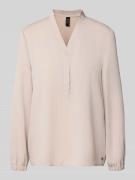 Marc Cain Regular Fit Bluse mit Tunka-Ausschnitt in Kitt, Größe 38