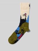 Happy Socks Socken mit Motiv-Stitching Modell 'Mountain Bike' in Oliv,...