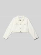 Happy Girls Regular Fit Jeansjacke mit Spitzenbordüre in Ecru, Größe 1...