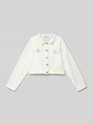 Happy Girls Regular Fit Jeansjacke mit Spitzenbesatz in Ecru, Größe 16...
