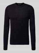 REVIEW Strickpullover mit Rundhalsausschnitt in Black, Größe L