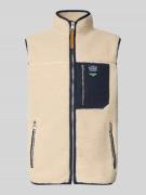 Superdry Fleeceweste mit Reißverschlusstaschen und Stehkragen in Beige...