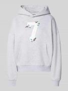 Review Hoodie mit Känguru-Tasche in Hellgrau Melange, Größe L