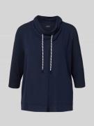 Marc Cain T-Shirt aus Baumwoll-Mix mit Tunnelzug in Marine, Größe 34