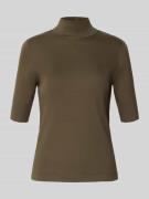 Marc Cain T-Shirt mit Stehkragen in Khaki, Größe 42