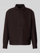 HUGO Slim Fit Hemdjacke mit Schurwoll-Anteil in Mittelbraun, Größe 52