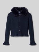 Mayoral Strickjacke mit Kunstfellbesatz in Marine, Größe 134
