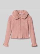 Mayoral Strickjacke mit Kunstfellbesatz in Rosa, Größe 104