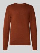 MCNEAL Strickpullover mit gerippten Abschlüssen in Dunkelrot Melange, ...