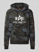 Alpha Industries Hoodie mit Logo-Print und Känguru-Tasche in Black, Gr...