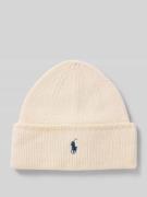 Polo Ralph Lauren Wollmütze mit Logo-Stitching in Offwhite, Größe 1
