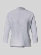 comma Strickpullover mit Stehkragen und 3/4-Arm in Silber, Größe 34