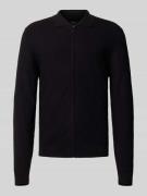 MCNEAL Slim Fit Strickjacke aus Viskose-Mix mit Umlegekragen in Black,...