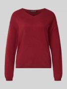 Luisa Cerano Strickpullover mit abgerundetem V-Ausschnitt in Kirsche, ...