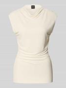 BOSS Slim Fit Top aus Viskose Modell 'ALEMMA' in Offwhite, Größe M