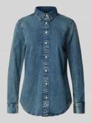 Lauren Ralph Lauren Hemdbluse in Denim-Optik in Jeansblau, Größe L