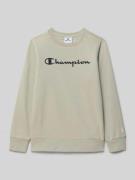 CHAMPION Sweatshirt mit Label-Print in Stein, Größe 128