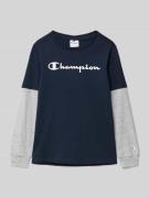 CHAMPION Longsleeve mit Label-Prints in Marine, Größe 128