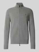 Polo Ralph Lauren Wolljacke mit Stehkragen in Mittelgrau, Größe L