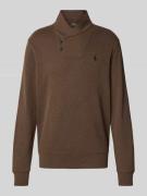 Polo Ralph Lauren Longsleeve mit Stehkragen in Mittelbraun, Größe L