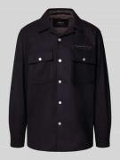 Replay Regular Fit Hemdjacke mit Lanawoll-Anteil in Black, Größe XL