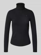 Tommy Hilfiger Slim Fit Langarmshirt aus Viskose-Mix in Black, Größe L