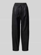 Marc Cain Straight Leg Stoffhose in Leder-Optik in Black, Größe 42