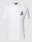 Polo Ralph Lauren Slim Fit Poloshirt mit Motiv-Stitching in Weiss, Grö...