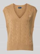 Polo Ralph Lauren Strickpullunder mit Zopfmuster in Camel, Größe M