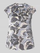 comma Blusenshirt mit Rundhalsausschnitt in Rauchblau, Größe 34