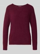 Rich & Royal Strickpullover mit gerippten Abschlüssen in Bordeaux, Grö...